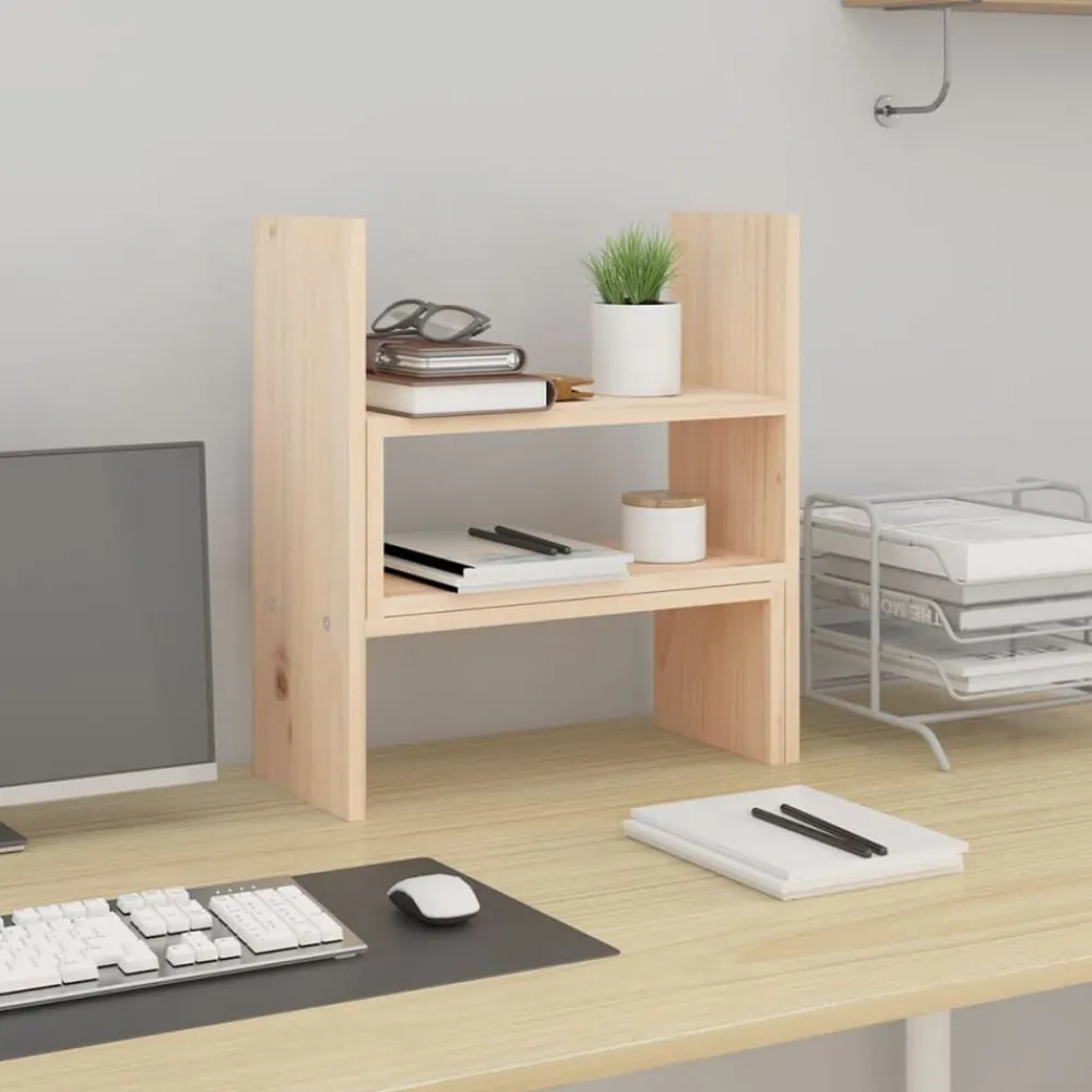 Elektronica*vidaXL Monitorstandaard (39-72)x17x43 cm massief grenenhout Naturel