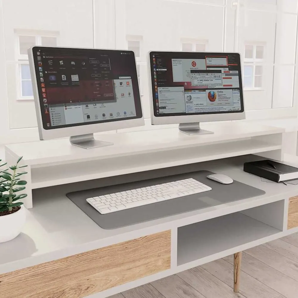 Elektronica*vidaXL Monitorstandaard 100x24x13 cm bewerkt hout Wit