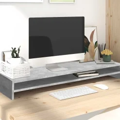 Elektronica*vidaXL Monitorstandaard 100x24x13 cm bewerkt hout Betongrijs