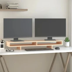 Elektronica*vidaXL Monitorstandaard 100x27x14 cm massief grenenhout Naturel