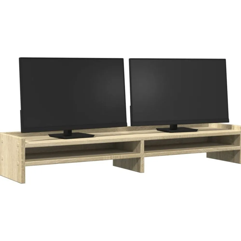 Elektronica*vidaXL Monitorstandaard 100x24x16 cm bewerkt hout kleurig Sonoma eiken
