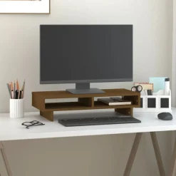 Monitorstandaard 60x27x14 cm massief grenenhout>vidaXL New