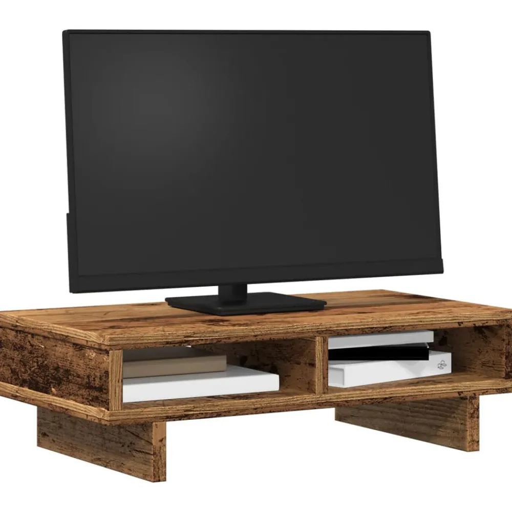 Elektronica*vidaXL Monitorstandaard 50x27x15 cm bewerkt hout kleurig Oud hout