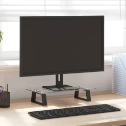 Monitorstandaard 40x20x8 cm gehard glas en metaal>vidaXL Clearance
