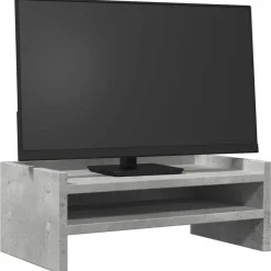 Elektronica*vidaXL Monitorstandaard 42x24x16 cm bewerkt hout Betongrijs