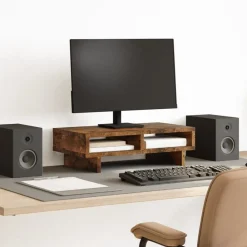 Elektronica*vidaXL Monitorstandaard 50x27x15 cm bewerkt hout kleurig Gerookt eiken