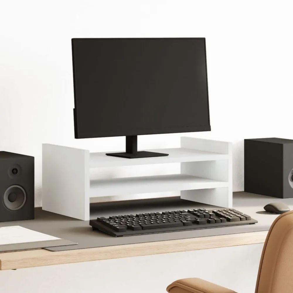 Elektronica*vidaXL Monitorstandaard 50x27x20 cm bewerkt hout Wit