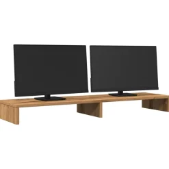 Elektronica*vidaXL Monitorstandaard 100x27x10 cm bewerkt hout artisanaal eiken artisanaal eikenkleurig