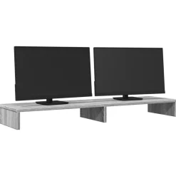 Elektronica*vidaXL Monitorstandaard 100x27x10 cm bewerkt hout eiken Grijs sonoma