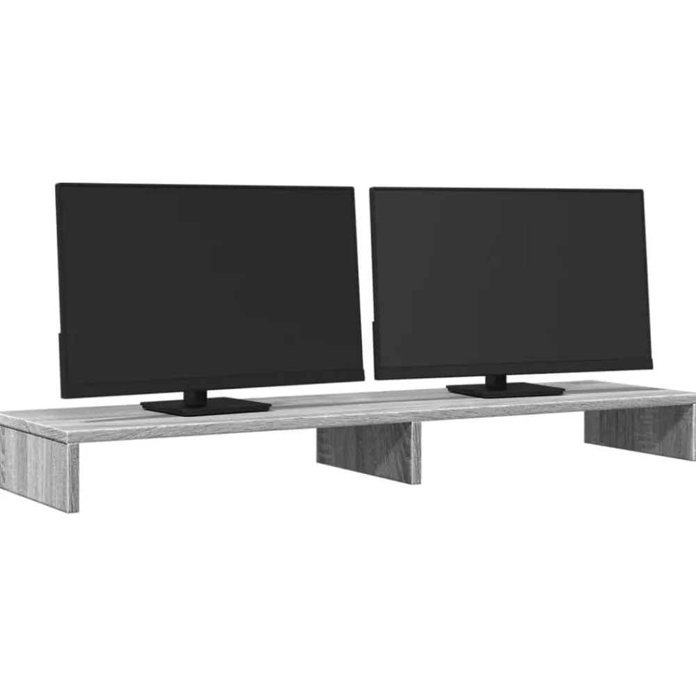 Elektronica*vidaXL Monitorstandaard 100x27x10 cm bewerkt hout eiken Grijs sonoma