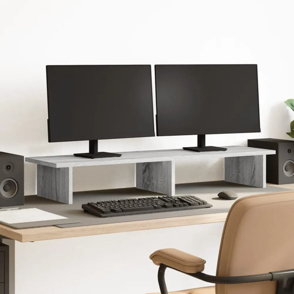 Monitorstandaard 100x27x15 cm bewerkt hout eiken>vidaXL New