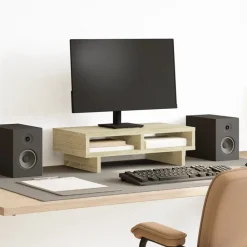 Elektronica*vidaXL Monitorstandaard 50x27x15 cm bewerkt hout kleurig Sonoma eiken