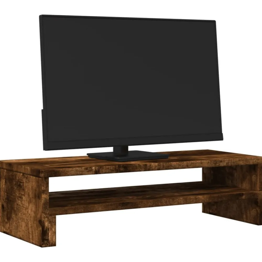 Elektronica*vidaXL Monitorstandaard 54x22x15 cm bewerkt hout kleurig Gerookt eiken
