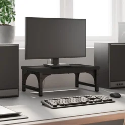 Elektronica*vidaXL Monitorstandaard 37x23x14 cm bewerkt hout Zwart