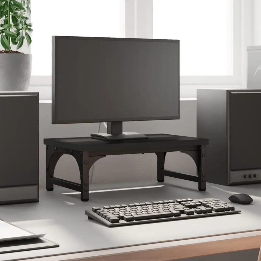 Elektronica*vidaXL Monitorstandaard 37x23x14 cm bewerkt hout Zwart