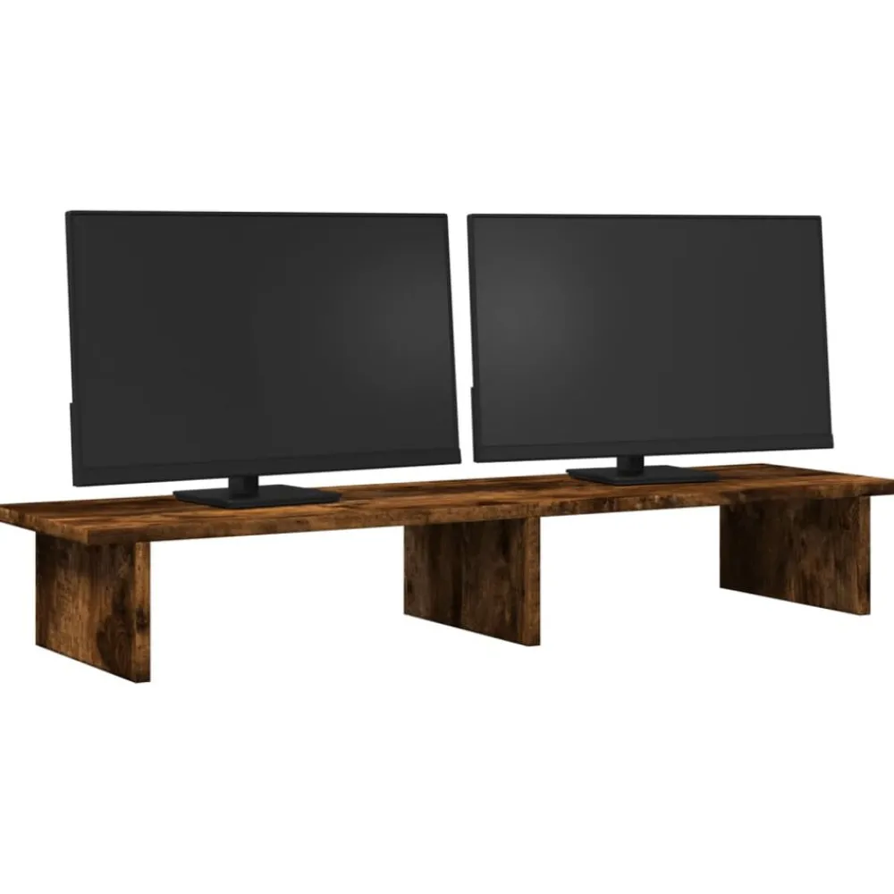 Elektronica*vidaXL Monitorstandaard 100x27x15 cm bewerkt hout kleurig Gerookt eiken