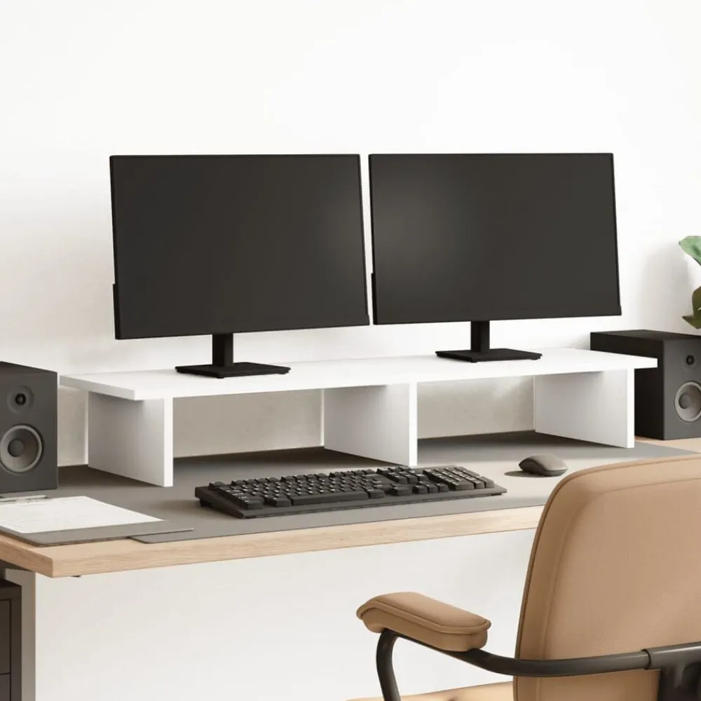Elektronica*vidaXL Monitorstandaard 100x27x15 cm bewerkt hout Wit