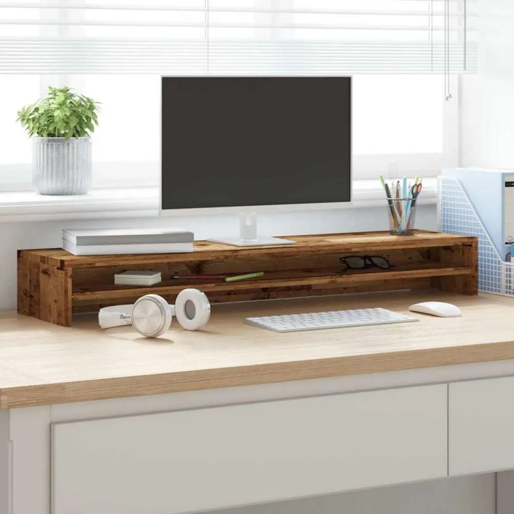 Monitorstandaard 100x24x13 cm bewerkt hout kleurig>vidaXL New