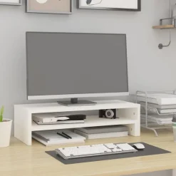 Elektronica*vidaXL Monitorstandaard (52-101)x22x14 cm massief grenenhout Wit