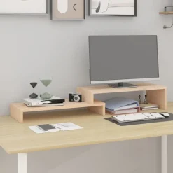 Elektronica*vidaXL Monitorstandaard (52-101)x22x14 cm massief grenenhout Naturel