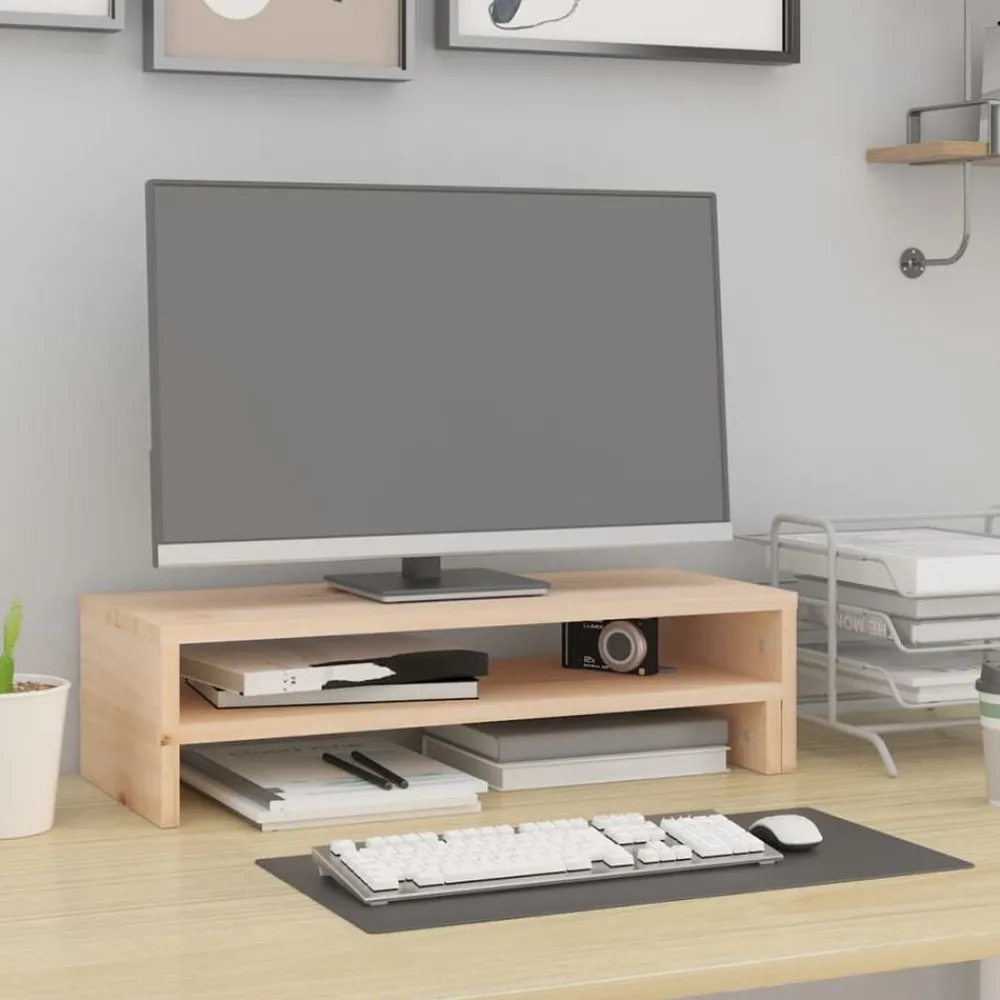 Elektronica*vidaXL Monitorstandaard (52-101)x22x14 cm massief grenenhout Naturel