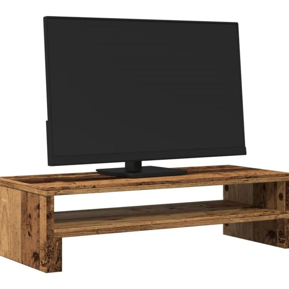 Elektronica*vidaXL Monitorstandaard 54x22x15 cm bewerkt hout kleurig Oud hout