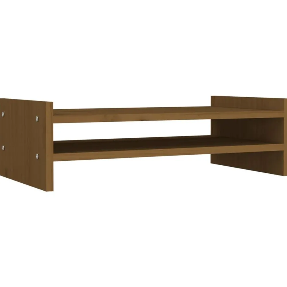 Elektronica*vidaXL Monitorstandaard 50x27x15 cm massief grenenhout Honingbruin
