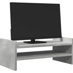 Elektronica*vidaXL Monitorstandaard 50x27x20 cm bewerkt hout Betongrijs