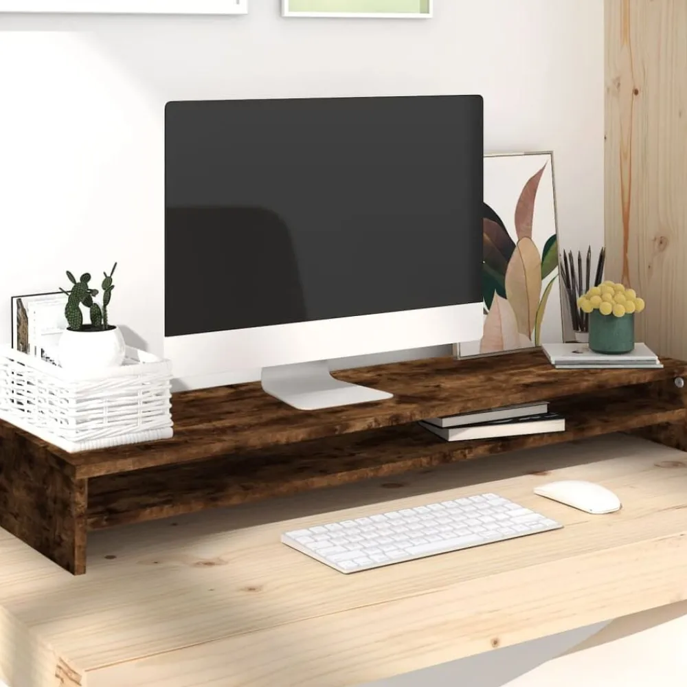 Monitorstandaard 100x24x13 cm bewerkt hout kleurig>vidaXL New