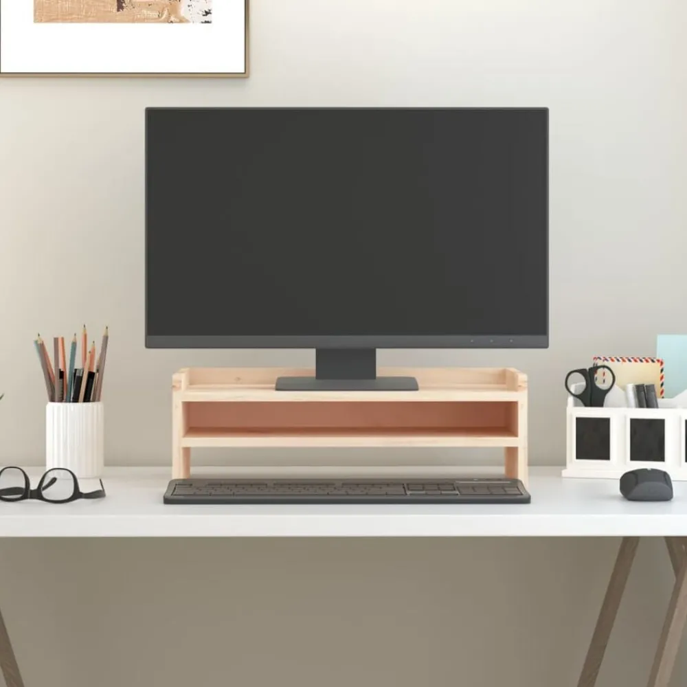 Monitorstandaard 50x24x16 cm massief grenenhout>vidaXL Sale