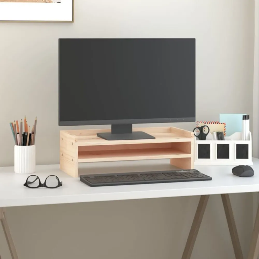 Monitorstandaard 50x24x16 cm massief grenenhout>vidaXL Sale