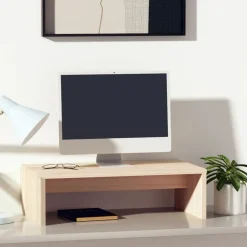 Elektronica*vidaXL Monitorstandaard 50x27x15 cm massief grenenhout Naturel