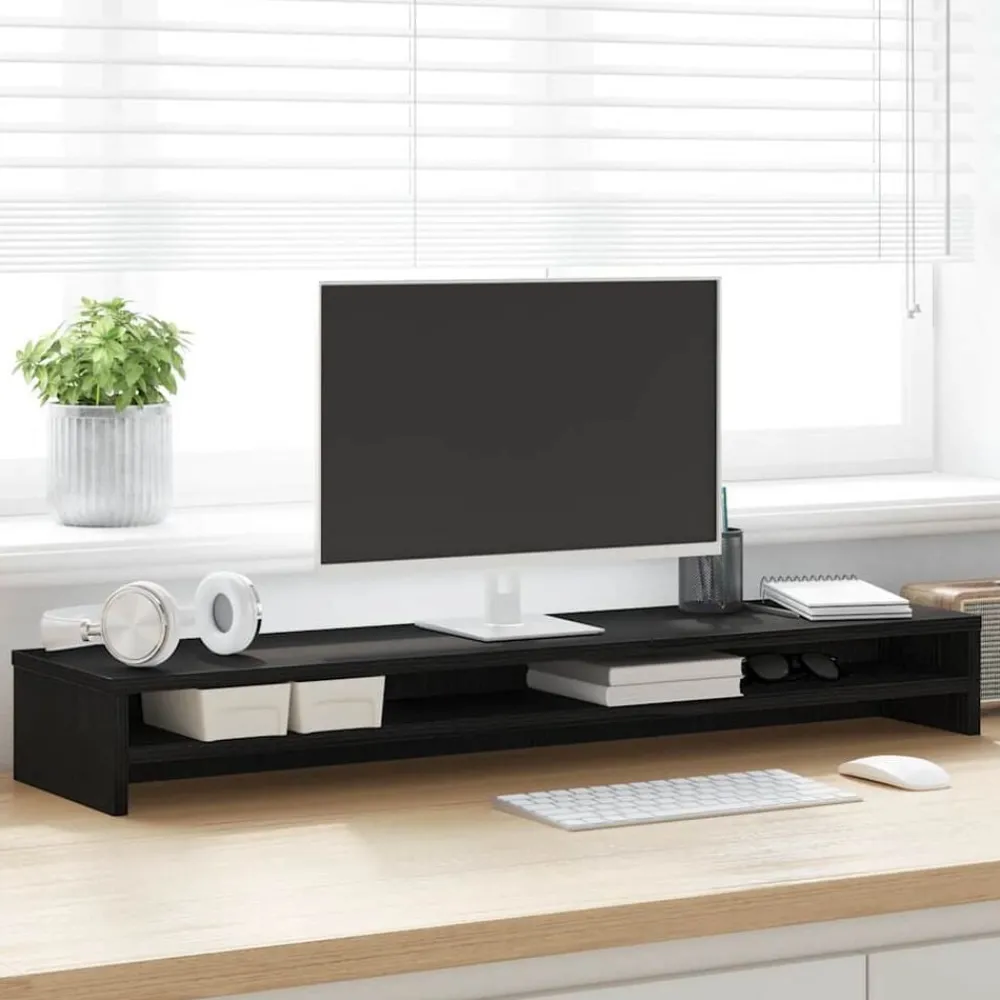 Monitorstandaard 100x24x13 cm zwart eikenhout>vidaXL Discount