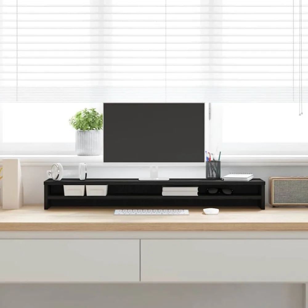 Monitorstandaard 100x24x13 cm zwart eikenhout>vidaXL Discount