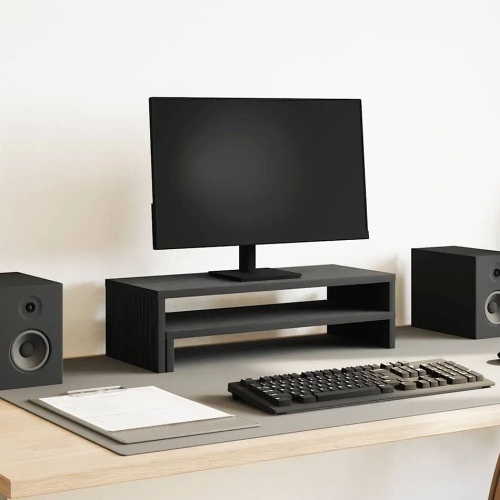 Elektronica*vidaXL Monitorstandaard 54x22x15 cm Bewerkt Hout Zwart eiken