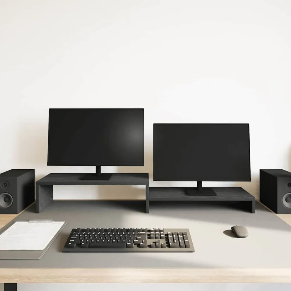 Elektronica*vidaXL Monitorstandaard 54x22x15 cm Bewerkt Hout Zwart eiken