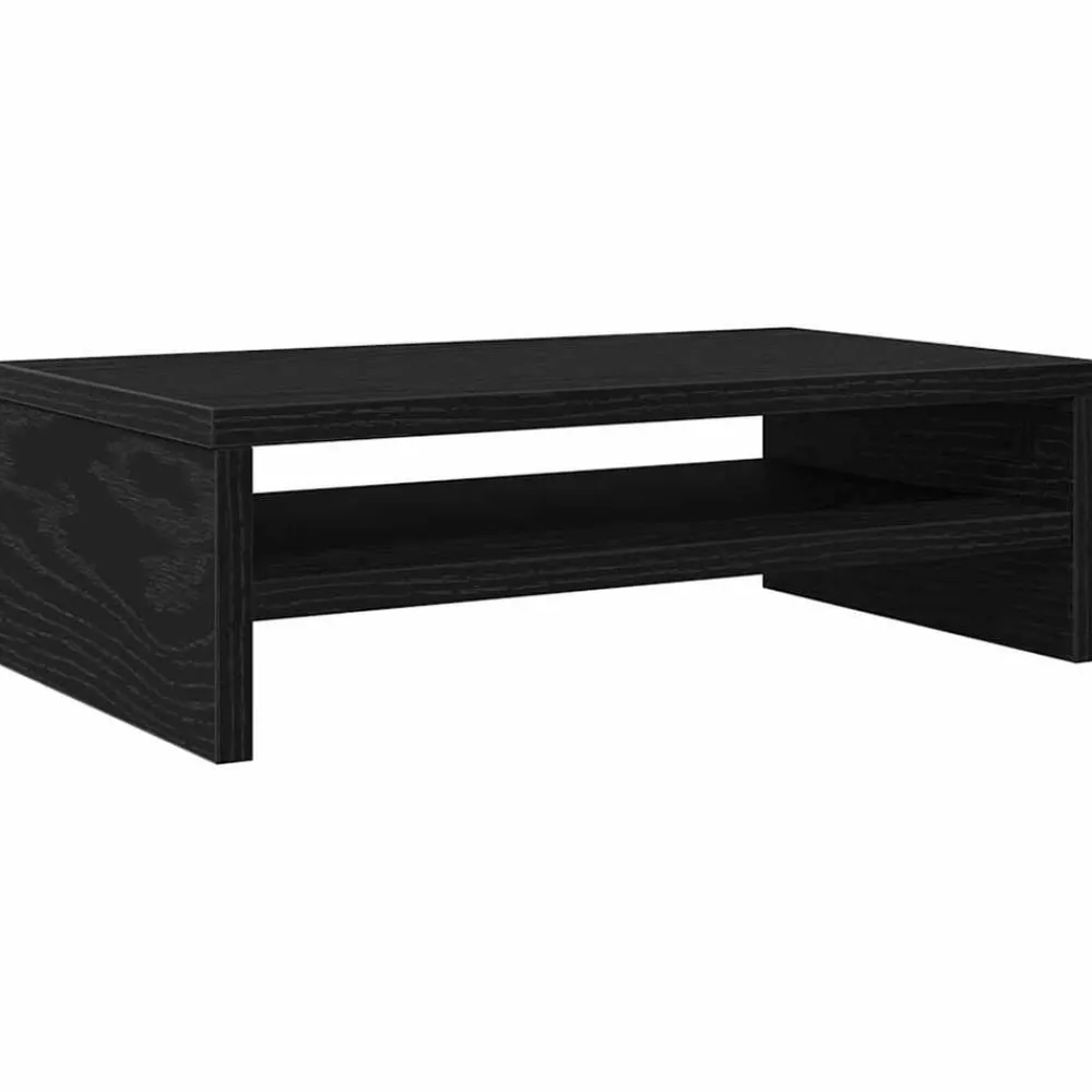 Monitorstandaard Zwart Eiken 42x24x13 cm Bewerkt Hout>vidaXL Hot