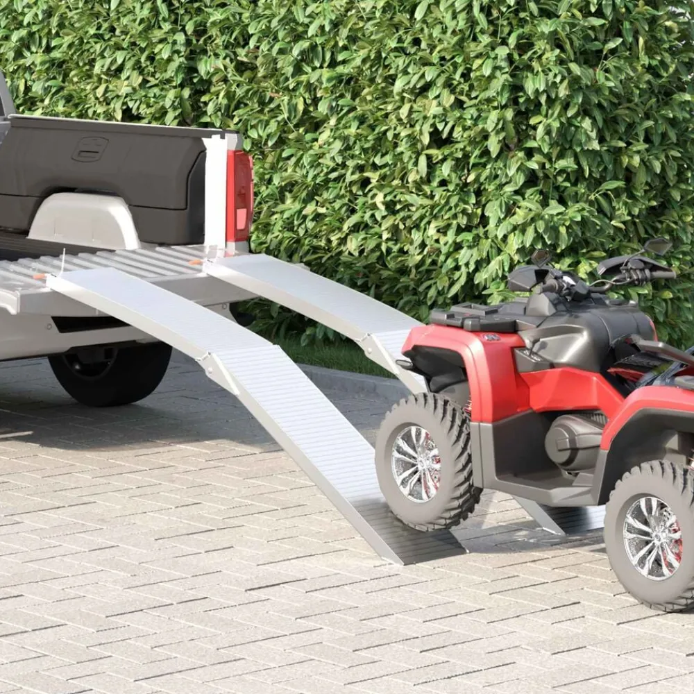 Motorcycle Ramp 680 kg 2 pcs Zilver 205 x 28 x 5 cm Aluminium>vidaXL Hot