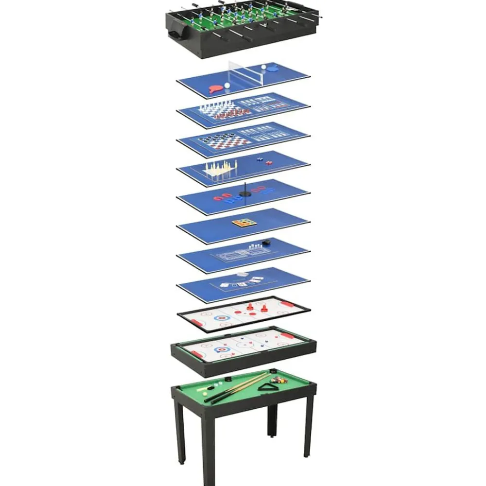 Binnenspelletjes*vidaXL Multispeeltafel 15-in-1 121x61x82 cm Zwart