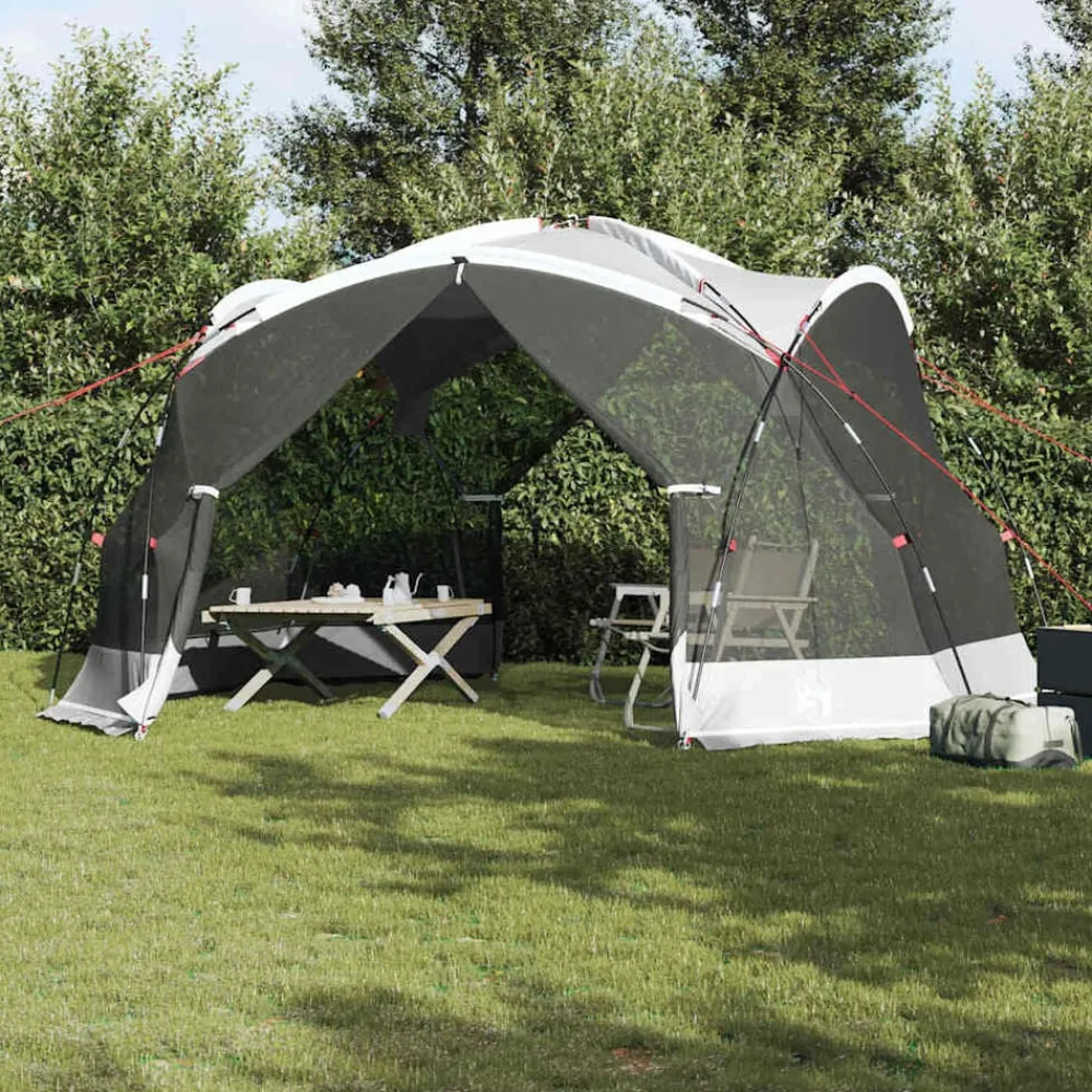 Buitensport*vidaXL Muskietentent 434 x 434 x 230 cm Polyester en Glasvezel Grijs