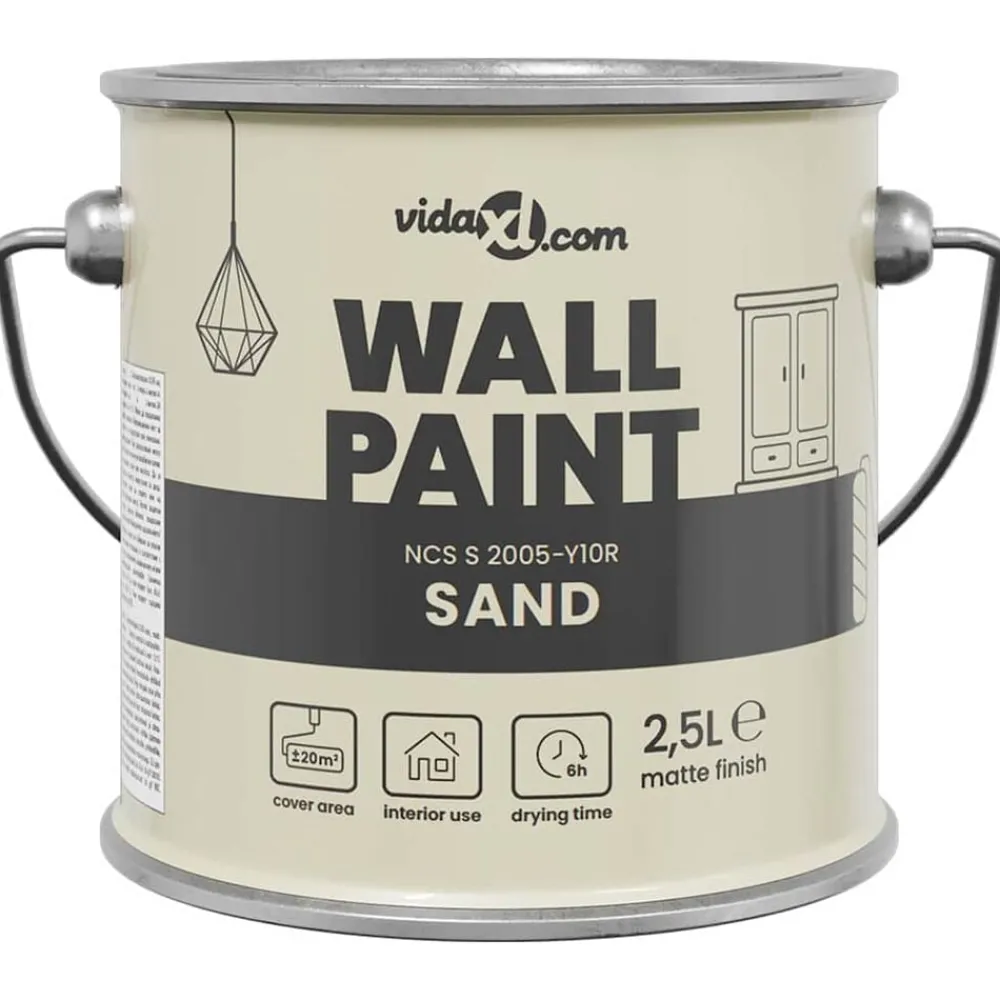 Verbruiksmaterialen Voor De Bouw*vidaXL Muurverf Bruin 2,5 L Wandprint Zand