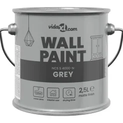 Verbruiksmaterialen Voor De Bouw*vidaXL Muurverf 2,5 L Wandprint Grijs