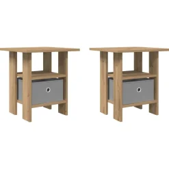 Tafels*vidaXL Nachtkastje 2 pcs Artisan Eiken 41 x 40 x 45 cm Bewerkt hout artisanaal eikenkleurig