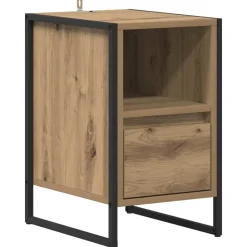 Tafels*vidaXL Nachtkastje Ambachtelijk eiken 39,5 x 30 x 50 cm Bewerkt hout artisanaal eikenkleurig