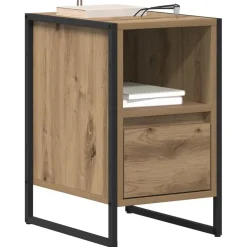Tafels*vidaXL Nachtkastje Ambachtelijk eiken 39,5 x 30 x 50 cm Bewerkt hout artisanaal eikenkleurig