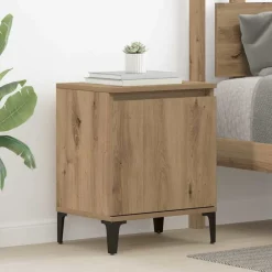 Tafels*vidaXL Nachtkastje Artisan Eiken 40 x 30 x 50 cm Bewerkt hout artisanaal eikenkleurig