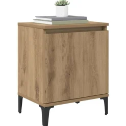 Tafels*vidaXL Nachtkastje Artisan Eiken 40 x 30 x 50 cm Bewerkt hout artisanaal eikenkleurig