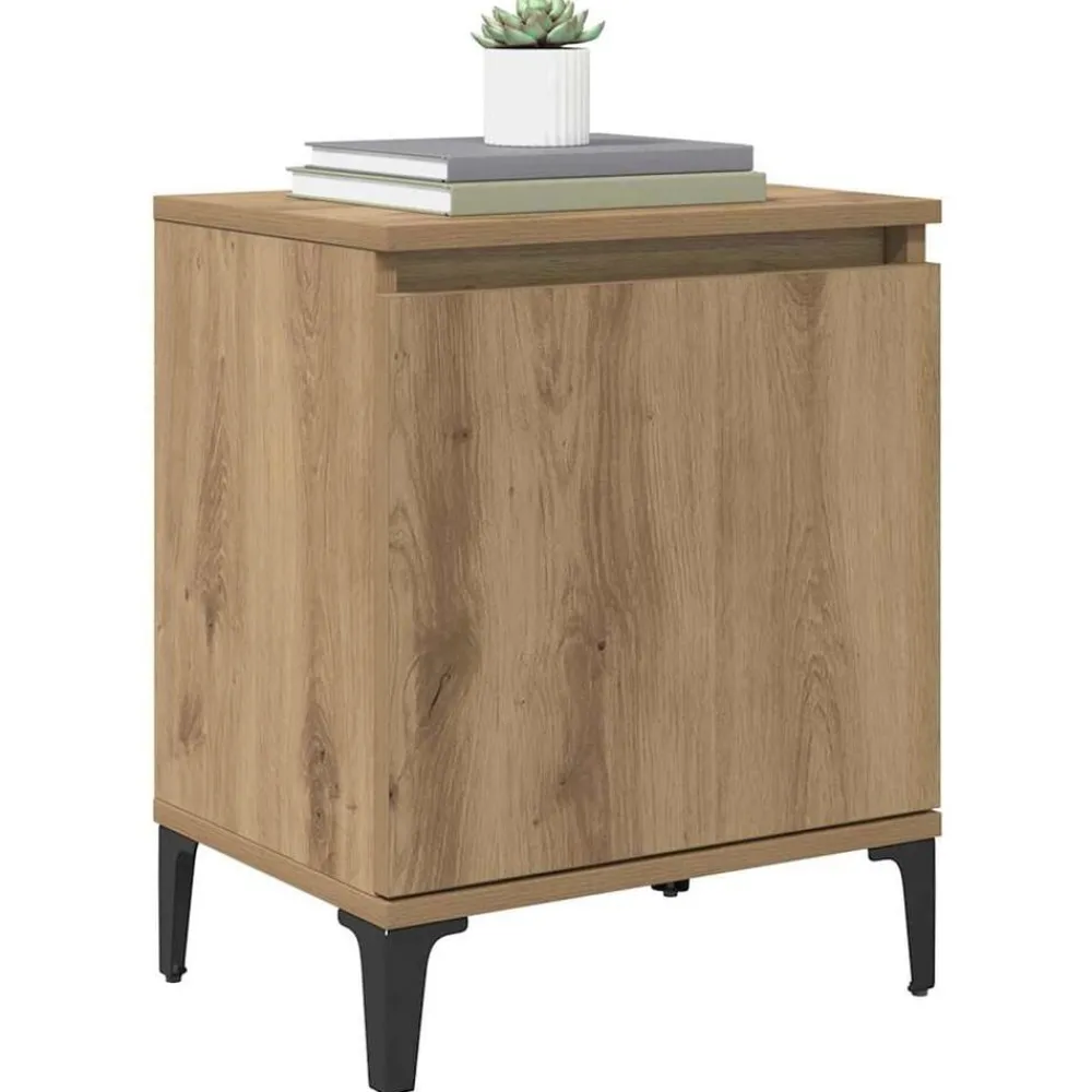 Tafels*vidaXL Nachtkastje Artisan Eiken 40 x 30 x 50 cm Bewerkt hout artisanaal eikenkleurig