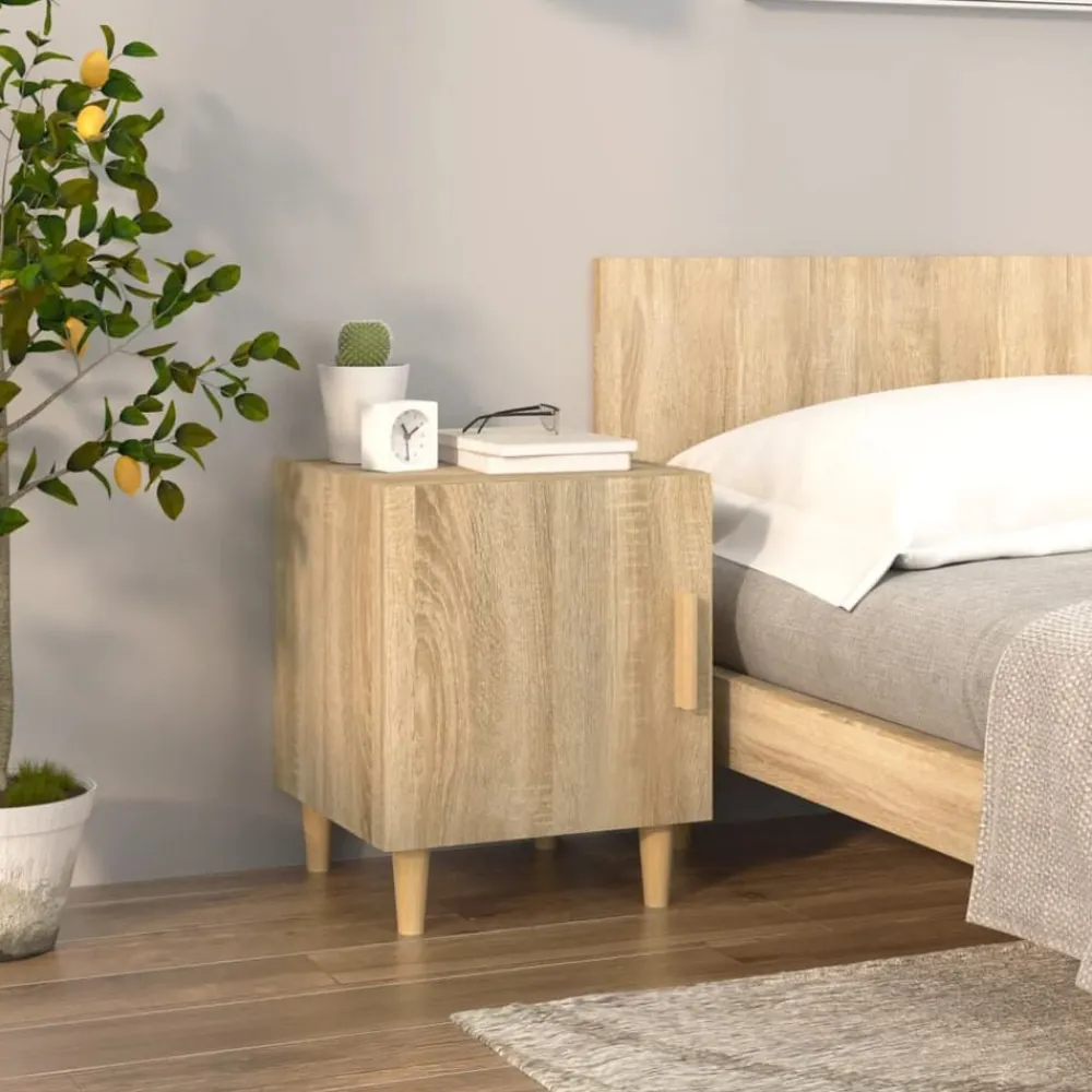 Tafels*vidaXL Nachtkastje bewerkt hout kleurig Sonoma eiken