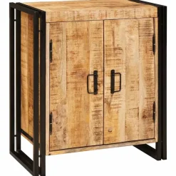 Tafels*vidaXL Nachtkastje Bruin 66 x 35 x 76 cm Massief ruw mango hout Naturel